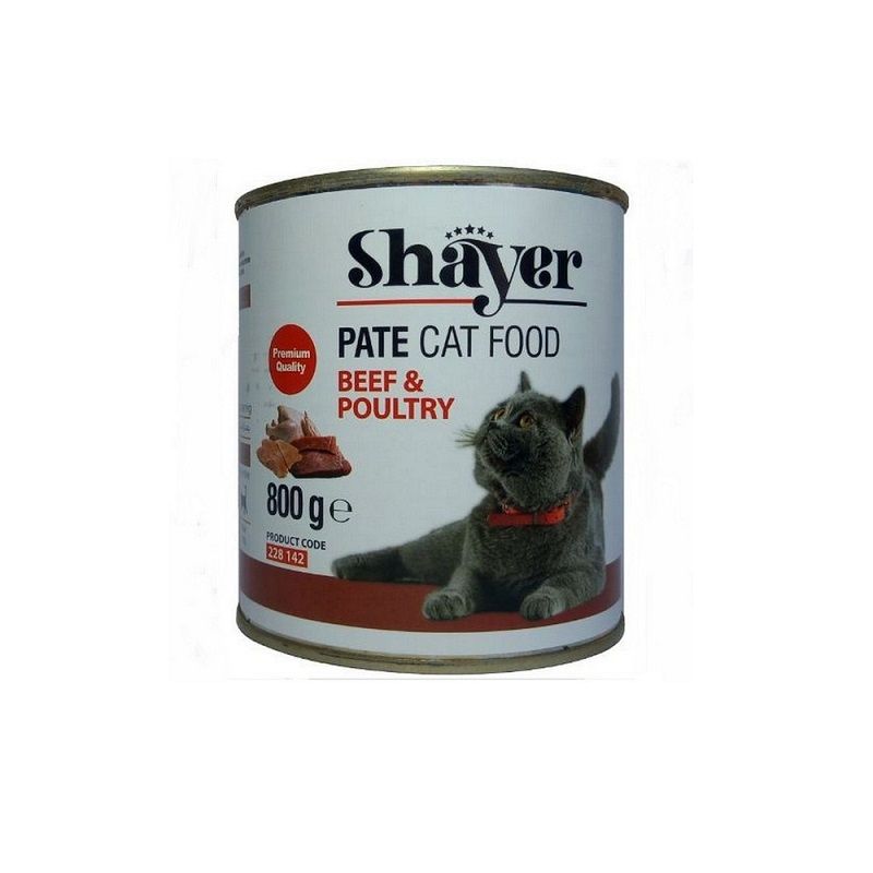 کنسرو غذای گربه شایر مدل Beef & Poultry وزن 800 گرم