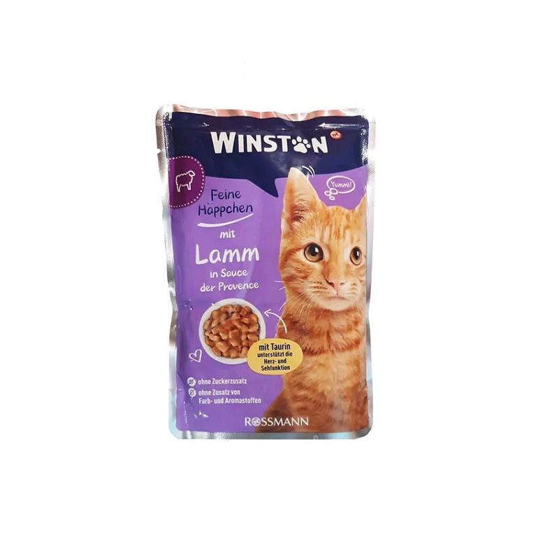 پوچ گربه وینستون با طعم بره در سس Winston Lamb In Sauce وزن 100 گرم