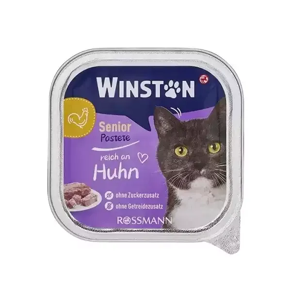 غذای کاسهای گربه مسن وینستون مدل Winston Senior Chicken وزن 100 گرم