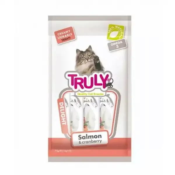 بستنی گربه ترولی مدل سالمون و كرنبری Truly Salmon & Cranberry بسته 5 عددی