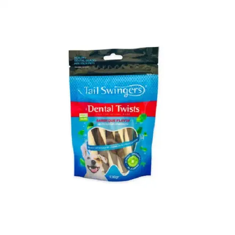 تشویقی سگ تیل سوینگر مدل دنتال طعم باربیکیو Tail Swingers Dental Twists Barbeque وزن 130 گرم