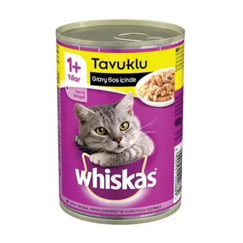 کنسرو غذای گربه ویسکاس با طعم مرغ Whiskas Chicken In Gravy وزن 400 گرم