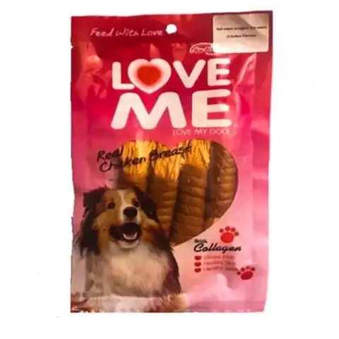 تشويقي سگ لاومي هويجي با طعم گوشت مرغ و شير فنري Love Me وزن 80 گرم