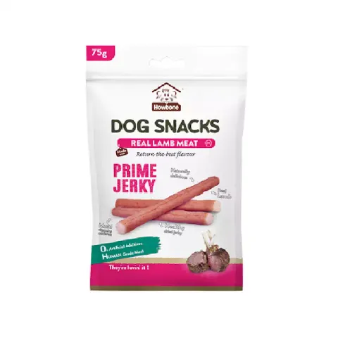 تشویقی سگ هاوبن مدل اسنک نرم طعم گوزن HowBone Prime Jerky وزن 75 گرم